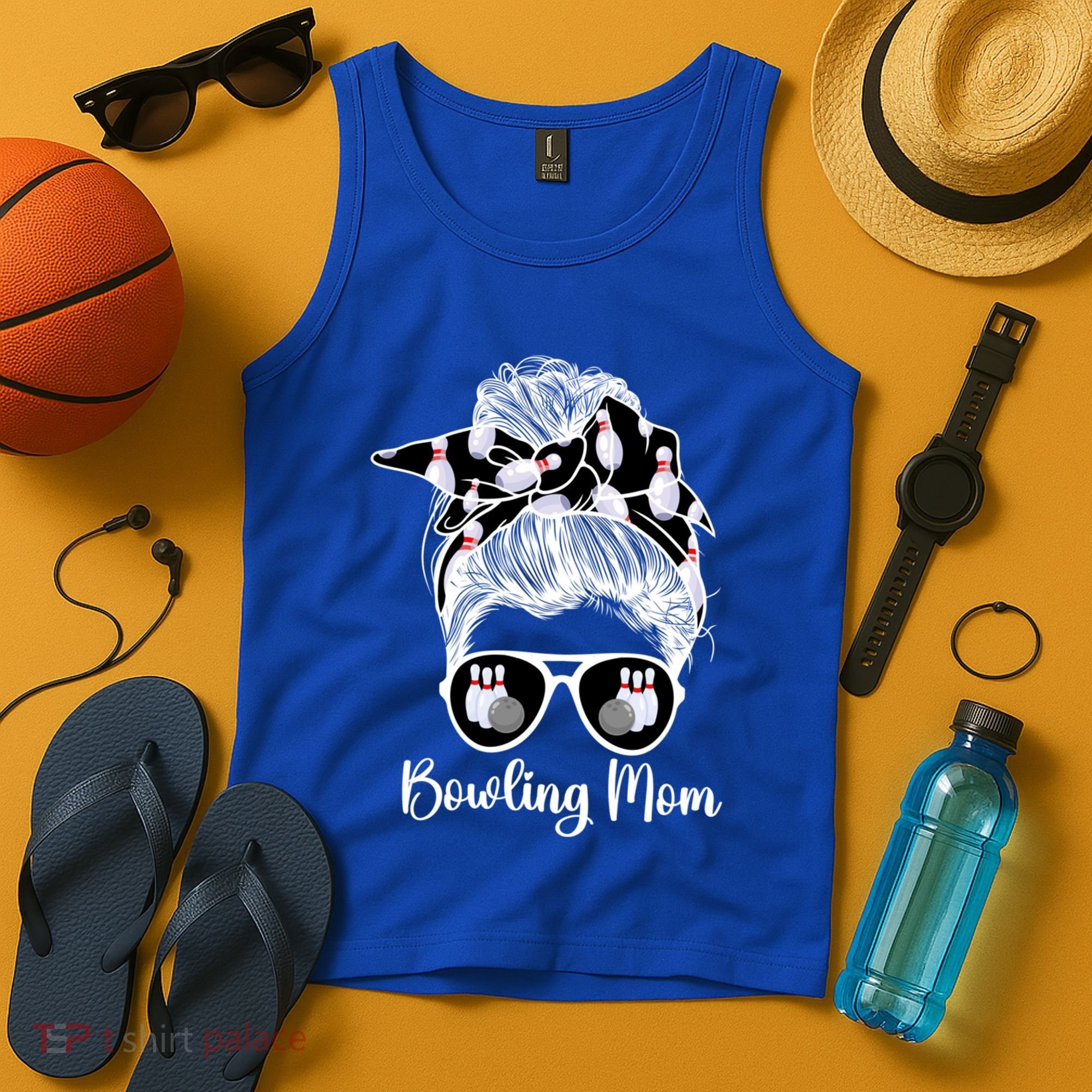 Bowling Mom Of A Bowler Mother Messy Bun Bowling Mama Cool Gift Tank Top