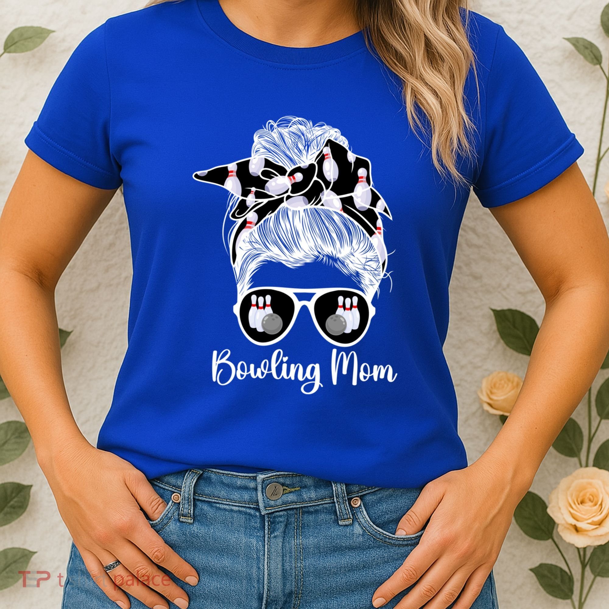 Bowling Mom Of A Bowler Mother Messy Bun Bowling Mama Cool Gift Women's T-Shirt