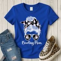 Bowling Mom Of A Bowler Mother Messy Bun Bowling Mama Cool Gift Women's T-Shirt thumb 3