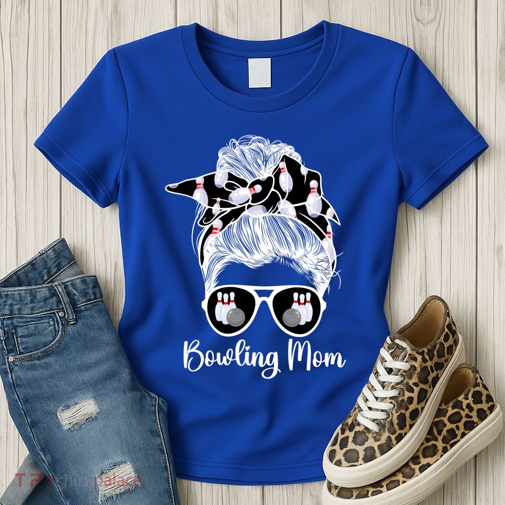 Bowling Mom Of A Bowler Mother Messy Bun Bowling Mama Cool Gift Women's T-Shirt