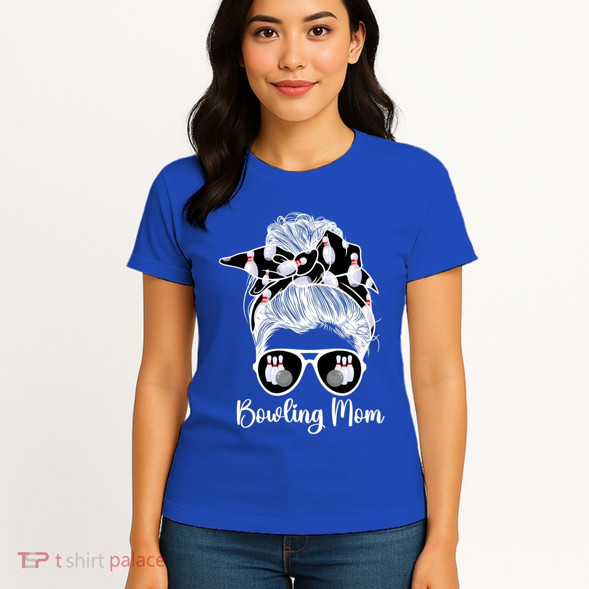 Bowling Mom Of A Bowler Mother Messy Bun Bowling Mama Cool Gift Women's T-Shirt
