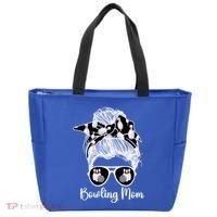 Bowling Mom Of A Bowler Mother Messy Bun Bowling Mama Cool Gift Tote Bag thumb 0