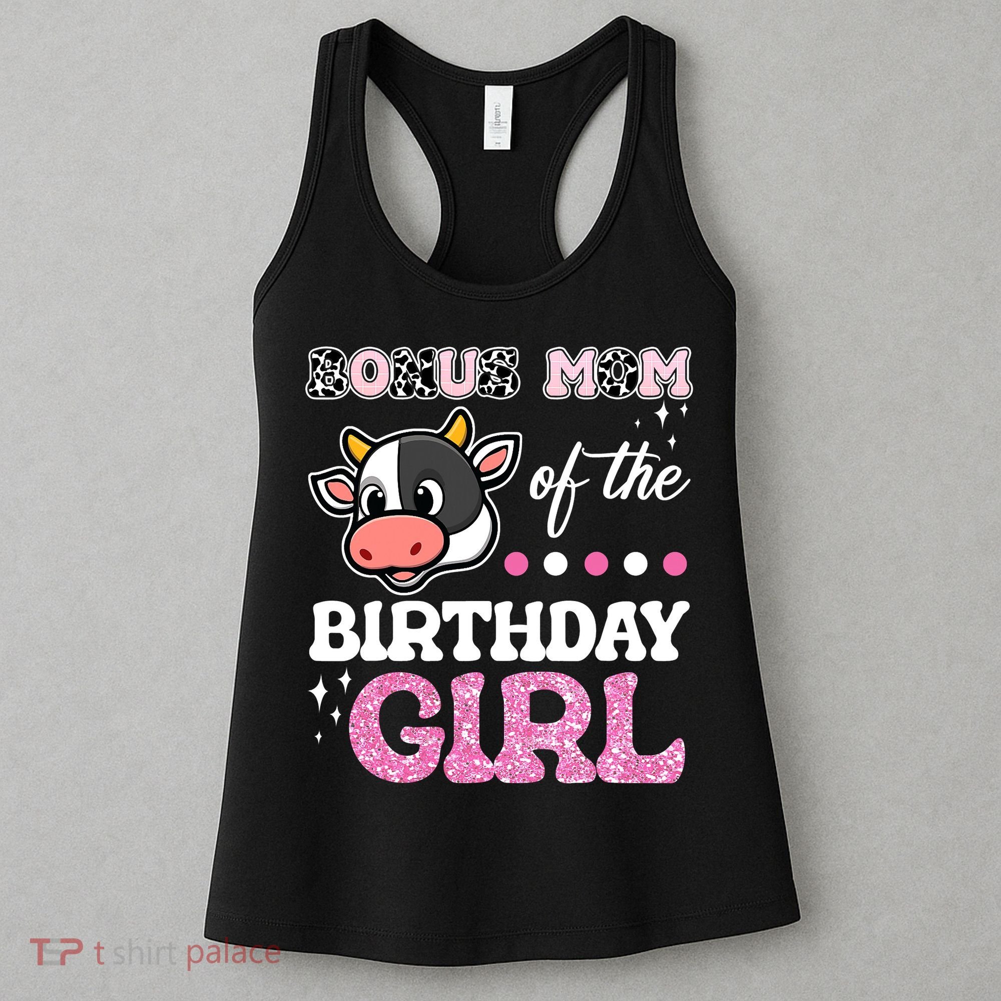 Bonus Mom Of The Birthday Girl Farm Cow Lover Women's Tank Top