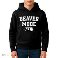 Beaver Mode On Costume Funny Dam Builder Gift Animal Lover Kids Hoodie thumb 4