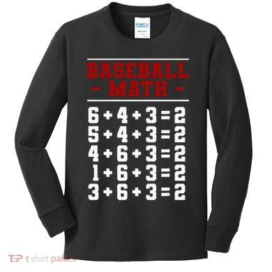 Baseball Math Operation Double Play Mathematician Kids Long Sleeve Shirt