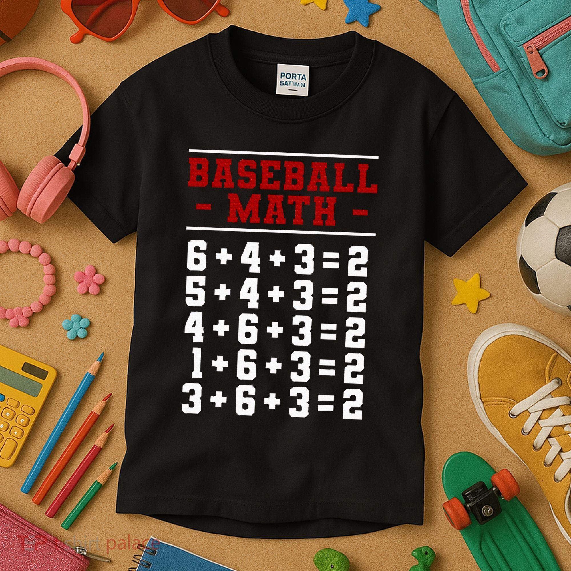 Baseball Math Operation Double Play Mathematician Kids T-Shirt
