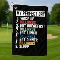 Billiards My Perfect Day Billiards Dad Gift For Father’s Day Golf Towel thumb 1
