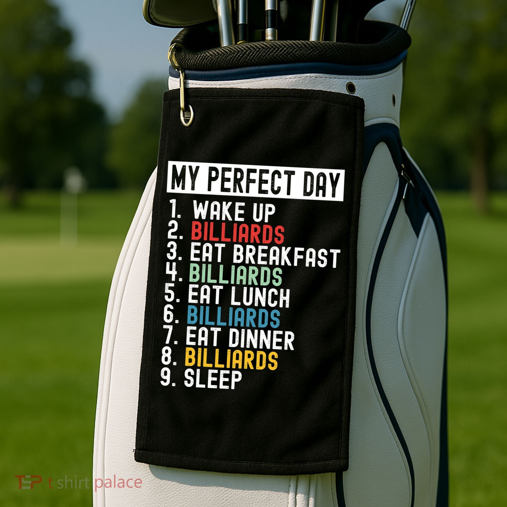 Billiards My Perfect Day Billiards Dad Gift For Father’s Day Golf Towel