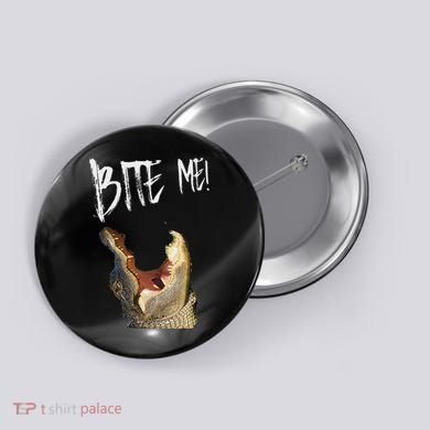 Bite Me! Printed Alligator Vintage Button