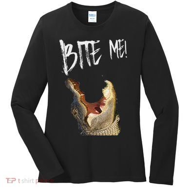Bite Me! Printed Alligator Vintage Women's Long Sleeve Shirt
