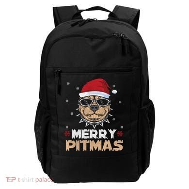 Backprint Merry Pitmas Pitbull Christmas Hat Gift Backpack