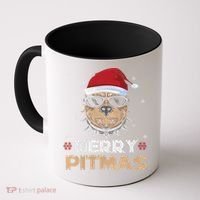 Backprint Merry Pitmas Pitbull Christmas Hat Gift Coffee Mug thumb 0