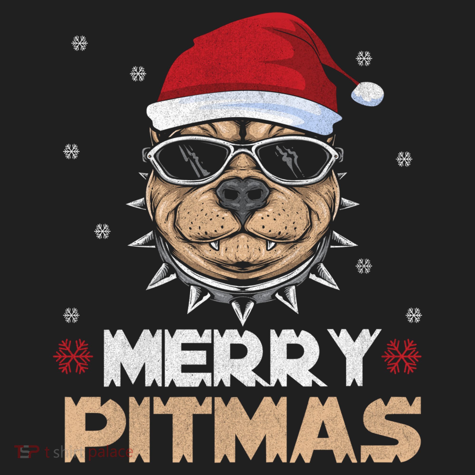 Backprint Merry Pitmas Pitbull Christmas Hat Gift Beanie