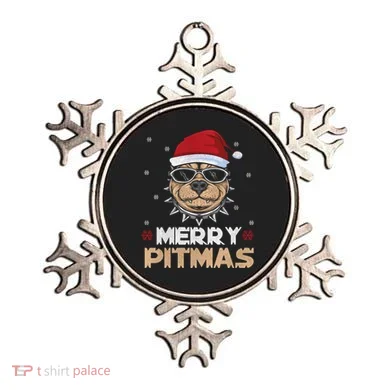 Backprint Merry Pitmas Pitbull Christmas Hat Gift Ornament
