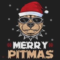 Backprint Merry Pitmas Pitbull Christmas Hat Gift Hat thumb 2
