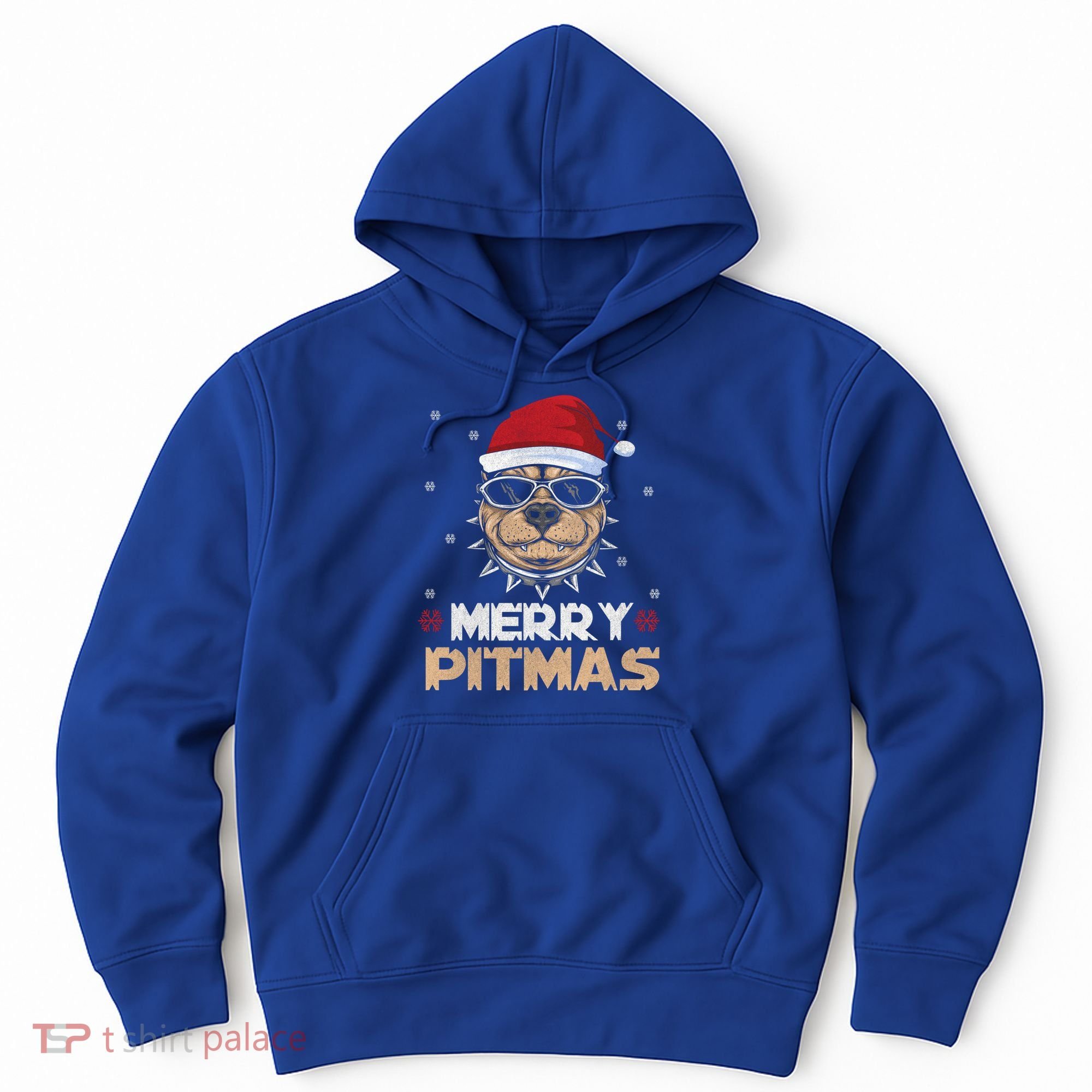 Backprint Merry Pitmas Pitbull Christmas Hat Gift Hoodie