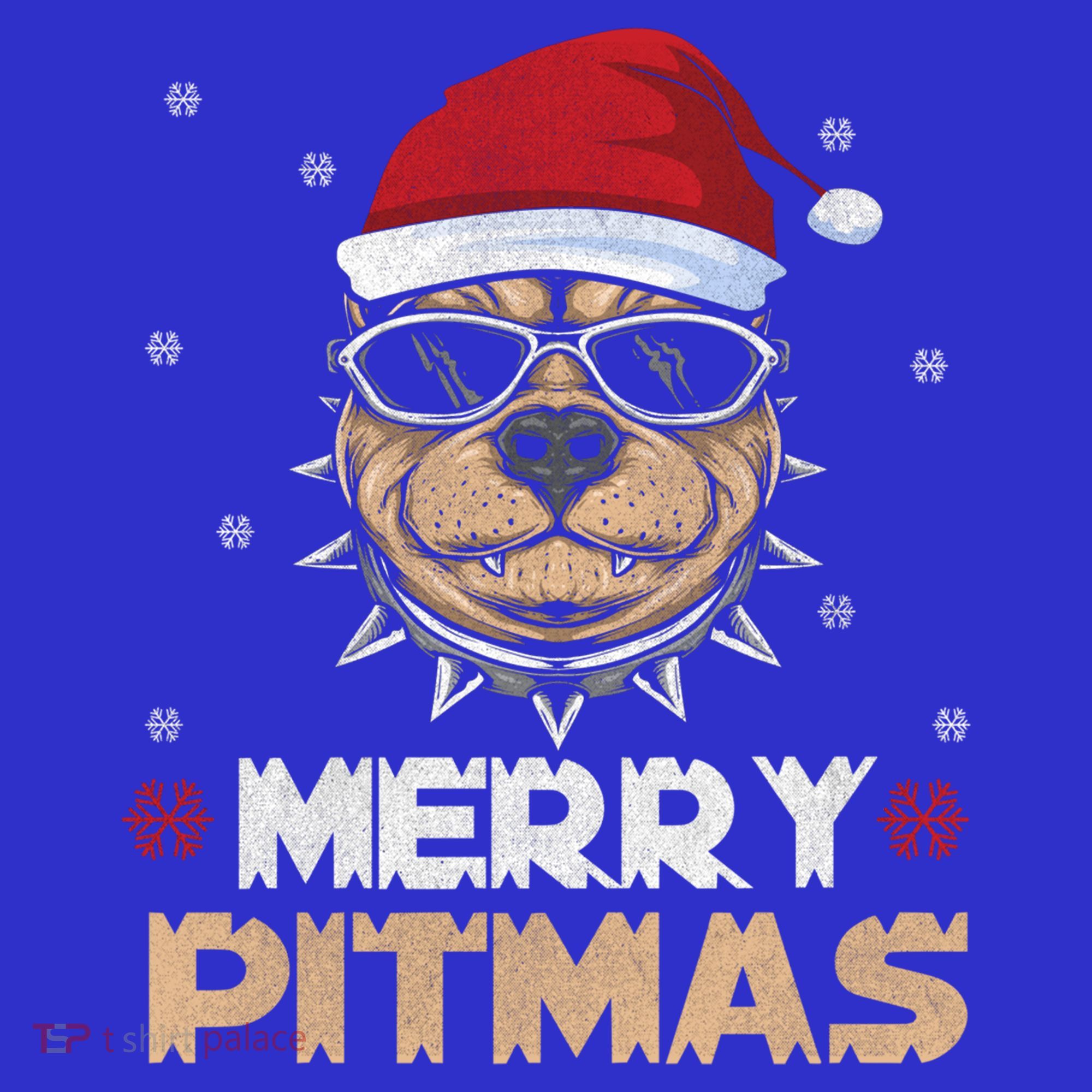 Backprint Merry Pitmas Pitbull Christmas Hat Gift Toddler T-Shirt