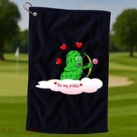 Be My Pickle, Fun Pickleball, Valentines Day Pickleball Golf Towel thumb 1