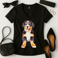 Bernese Mountain Puppy For Women Dog Lovers Women's V-Neck T-Shirt thumb 2