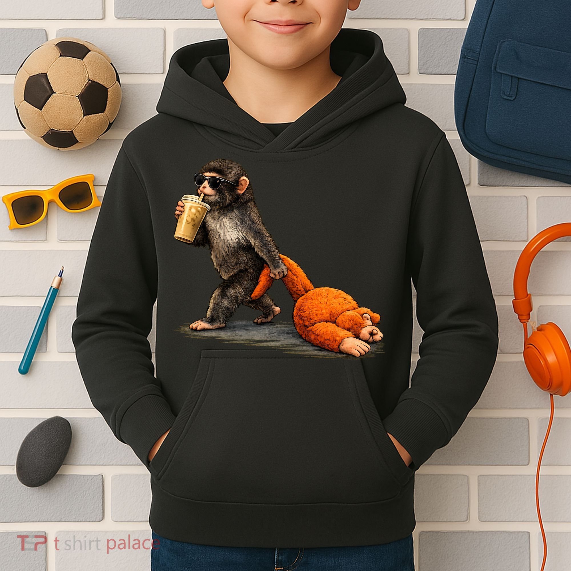 Baby Monkey Punch Iced Coffee Kids Hoodie