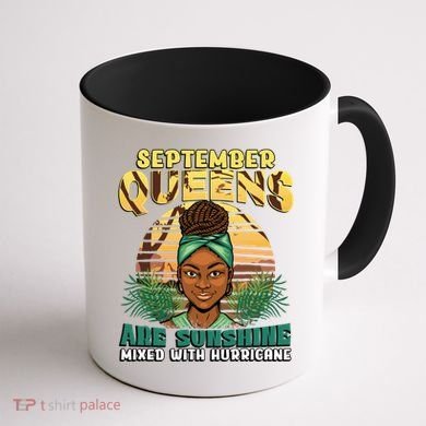Black Melanin Queen September Afro Birthday Virgo Libra Gift Coffee Mug back