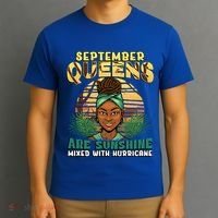 Black Melanin Queen September Afro Birthday Virgo Libra Gift T-Shirt thumb 3