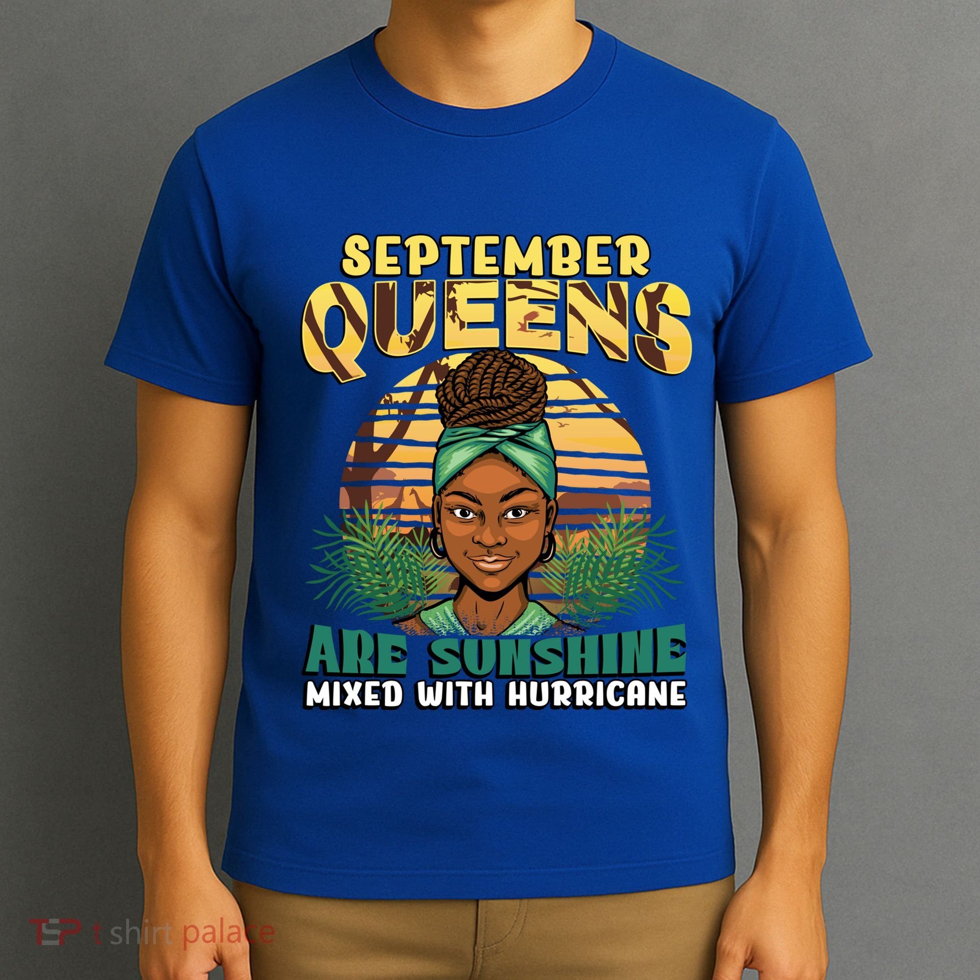 Black Melanin Queen September Afro Birthday Virgo Libra Gift T-Shirt