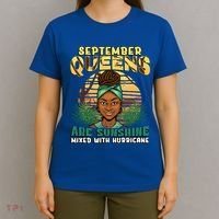 Black Melanin Queen September Afro Birthday Virgo Libra Gift T-Shirt thumb 4