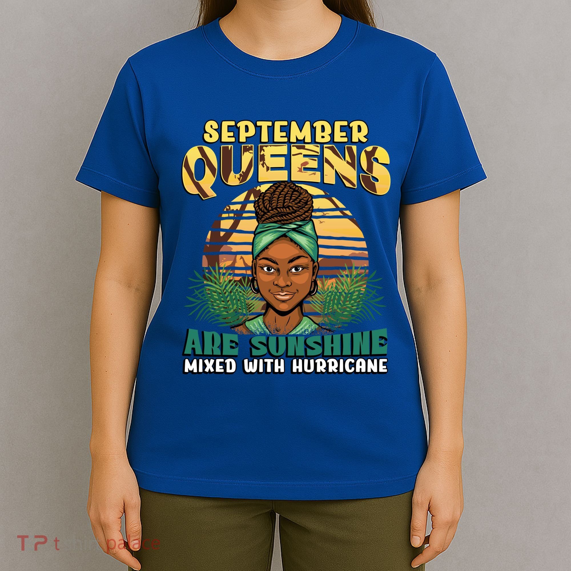 Black Melanin Queen September Afro Birthday Virgo Libra Gift T-Shirt