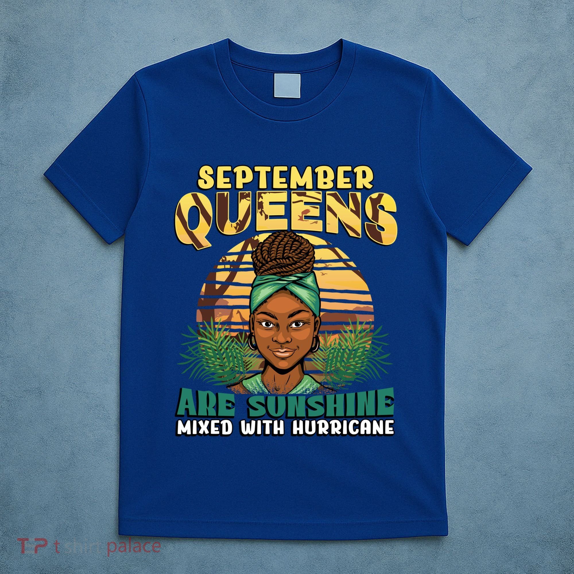 Black Melanin Queen September Afro Birthday Virgo Libra Gift T-Shirt