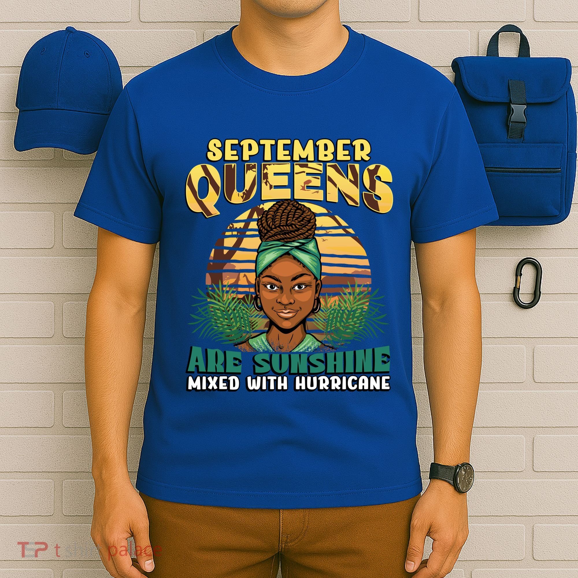 Black Melanin Queen September Afro Birthday Virgo Libra Gift T-Shirt