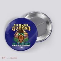 Black Melanin Queen September Afro Birthday Virgo Libra Gift Button thumb 0