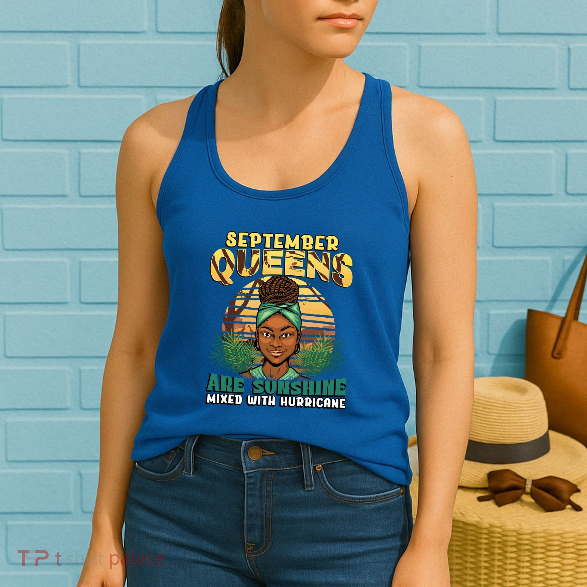 Black Melanin Queen September Afro Birthday Virgo Libra Gift Women's Tank Top