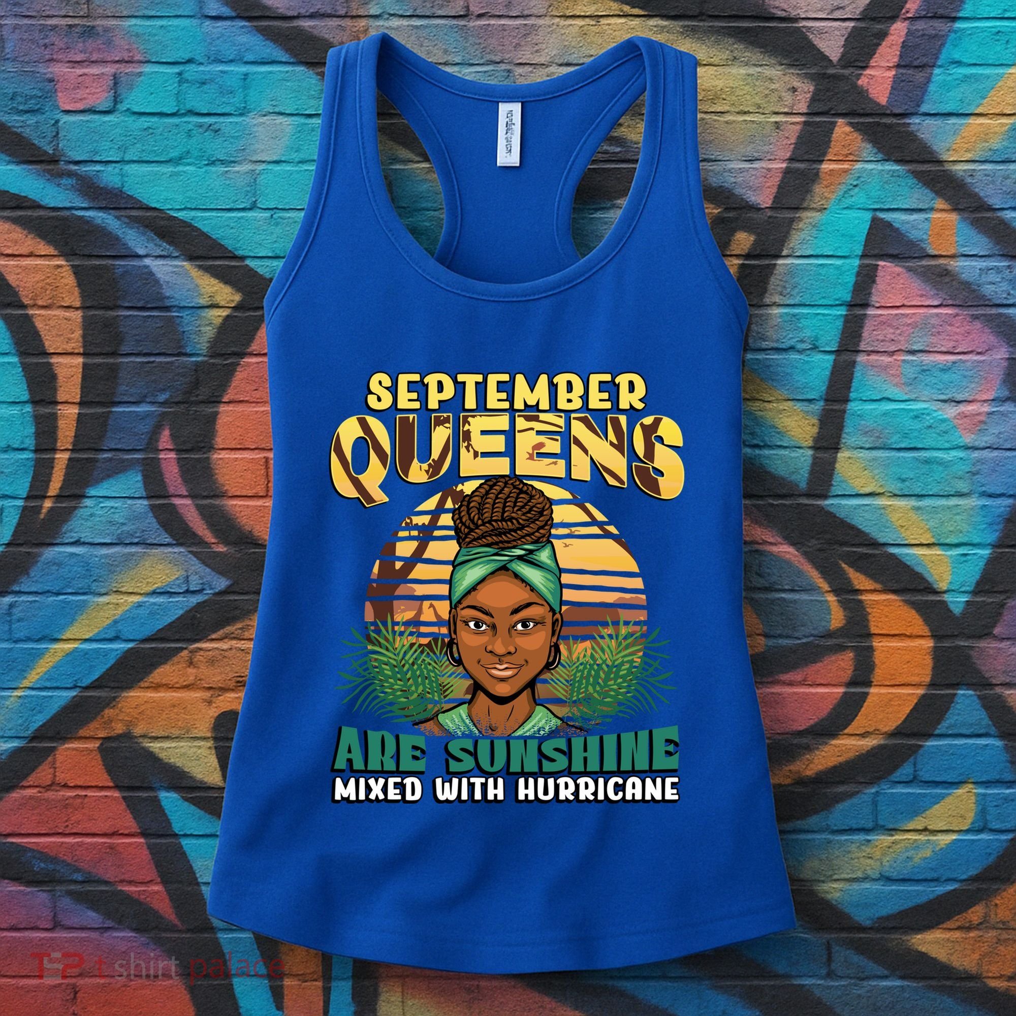 Black Melanin Queen September Afro Birthday Virgo Libra Gift Women's Tank Top