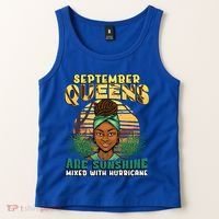 Black Melanin Queen September Afro Birthday Virgo Libra Gift Tank Top thumb 2