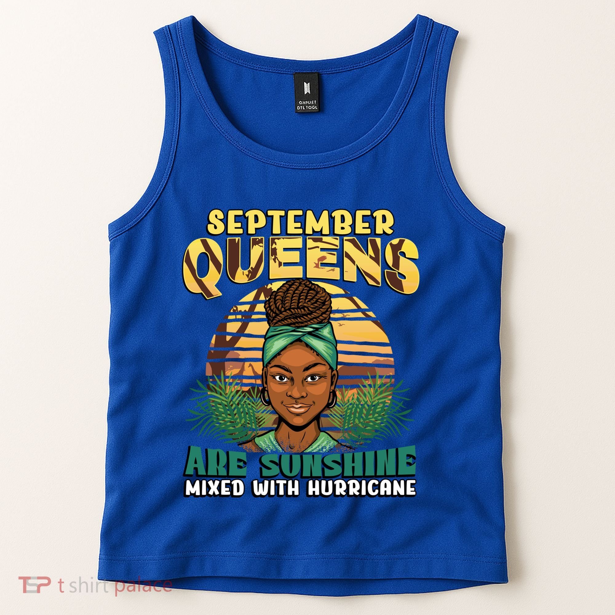 Black Melanin Queen September Afro Birthday Virgo Libra Gift Tank Top