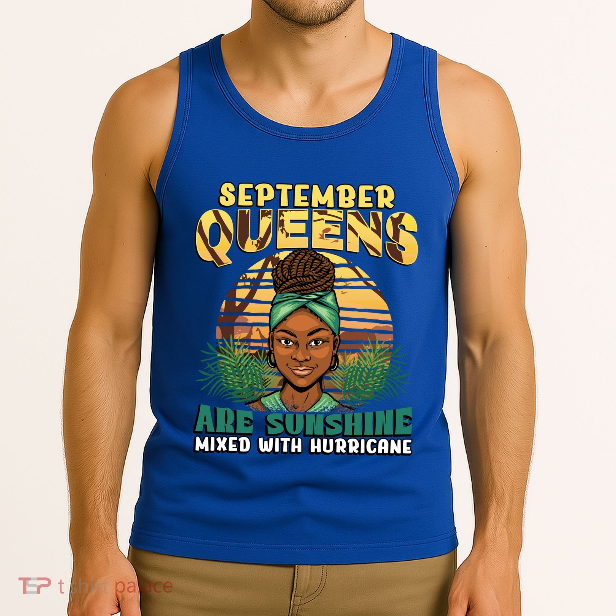 Black Melanin Queen September Afro Birthday Virgo Libra Gift Tank Top