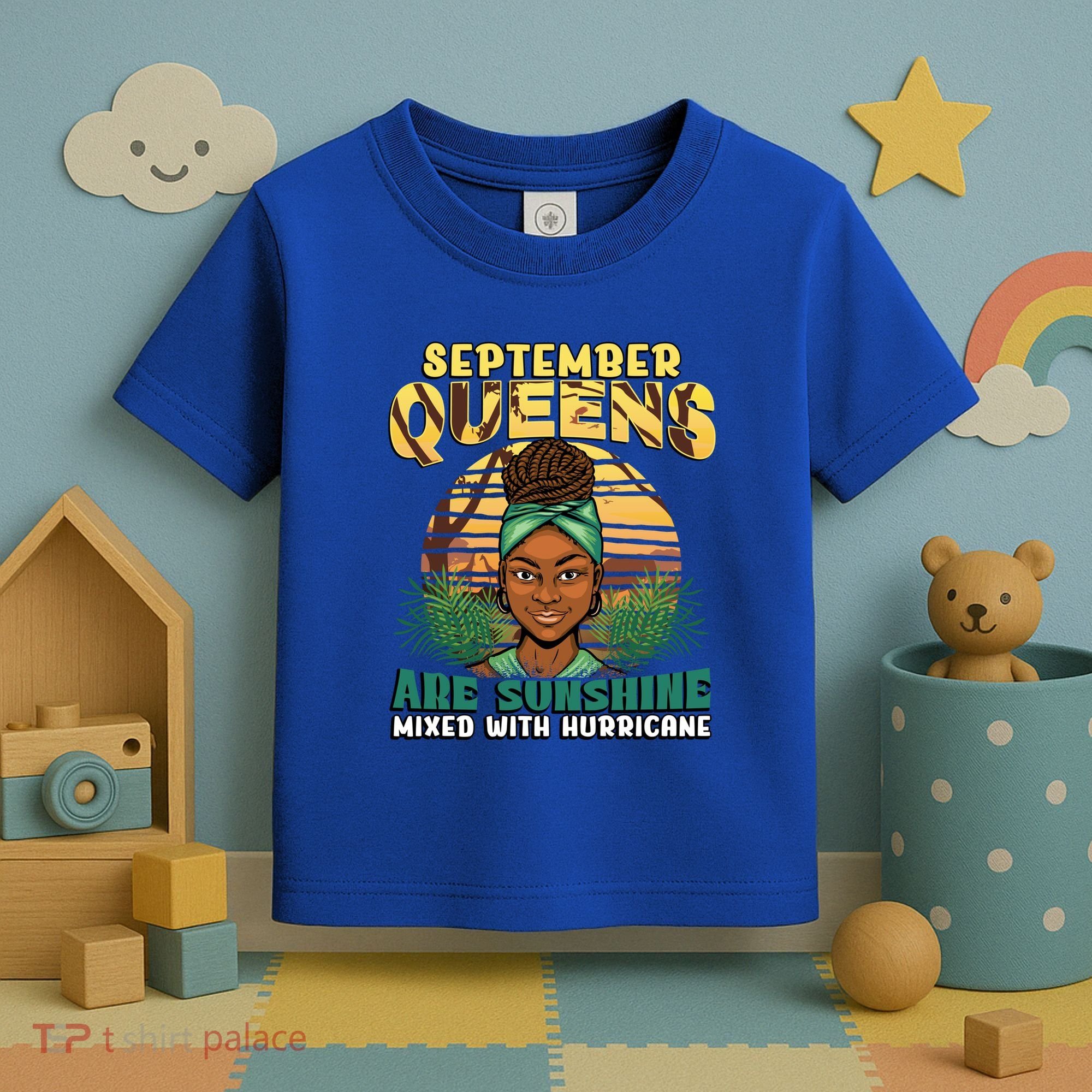 Black Melanin Queen September Afro Birthday Virgo Libra Gift Toddler T-Shirt