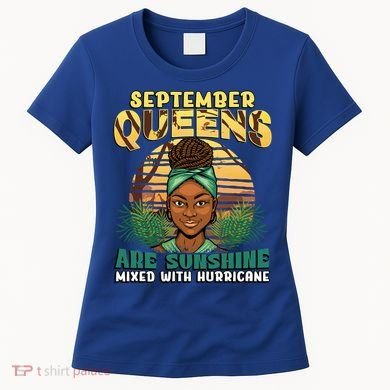Black Melanin Queen September Afro Birthday Virgo Libra Gift Women's T-Shirt