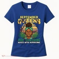 Black Melanin Queen September Afro Birthday Virgo Libra Gift Women's T-Shirt thumb 0