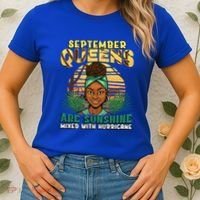 Black Melanin Queen September Afro Birthday Virgo Libra Gift Women's T-Shirt thumb 2