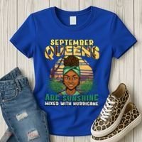 Black Melanin Queen September Afro Birthday Virgo Libra Gift Women's T-Shirt thumb 3