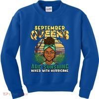 Black Melanin Queen September Afro Birthday Virgo Libra Gift Kids Sweatshirt thumb 0