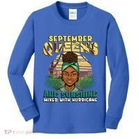 Black Melanin Queen September Afro Birthday Virgo Libra Gift Kids Long Sleeve Shirt thumb 0