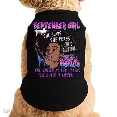 Black Melanin Queen September Afro Birthday Virgo Libra Gift Doggie Tank