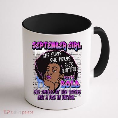 Black Melanin Queen September Afro Birthday Virgo Libra Gift Coffee Mug back