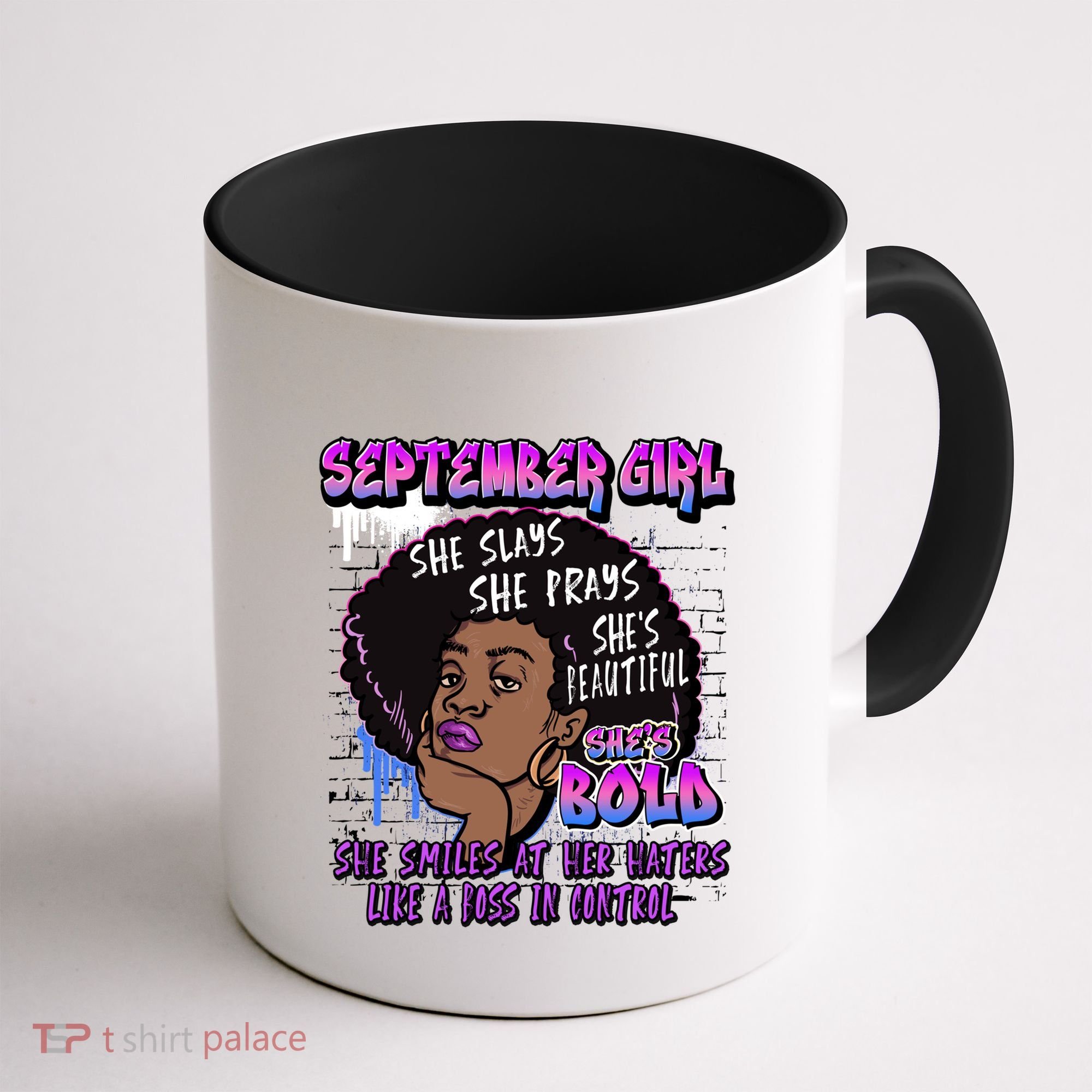 Black Melanin Queen September Afro Birthday Virgo Libra Gift Coffee Mug