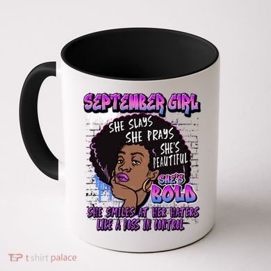 Black Melanin Queen September Afro Birthday Virgo Libra Gift Coffee Mug