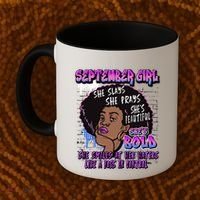 Black Melanin Queen September Afro Birthday Virgo Libra Gift Coffee Mug thumb 2