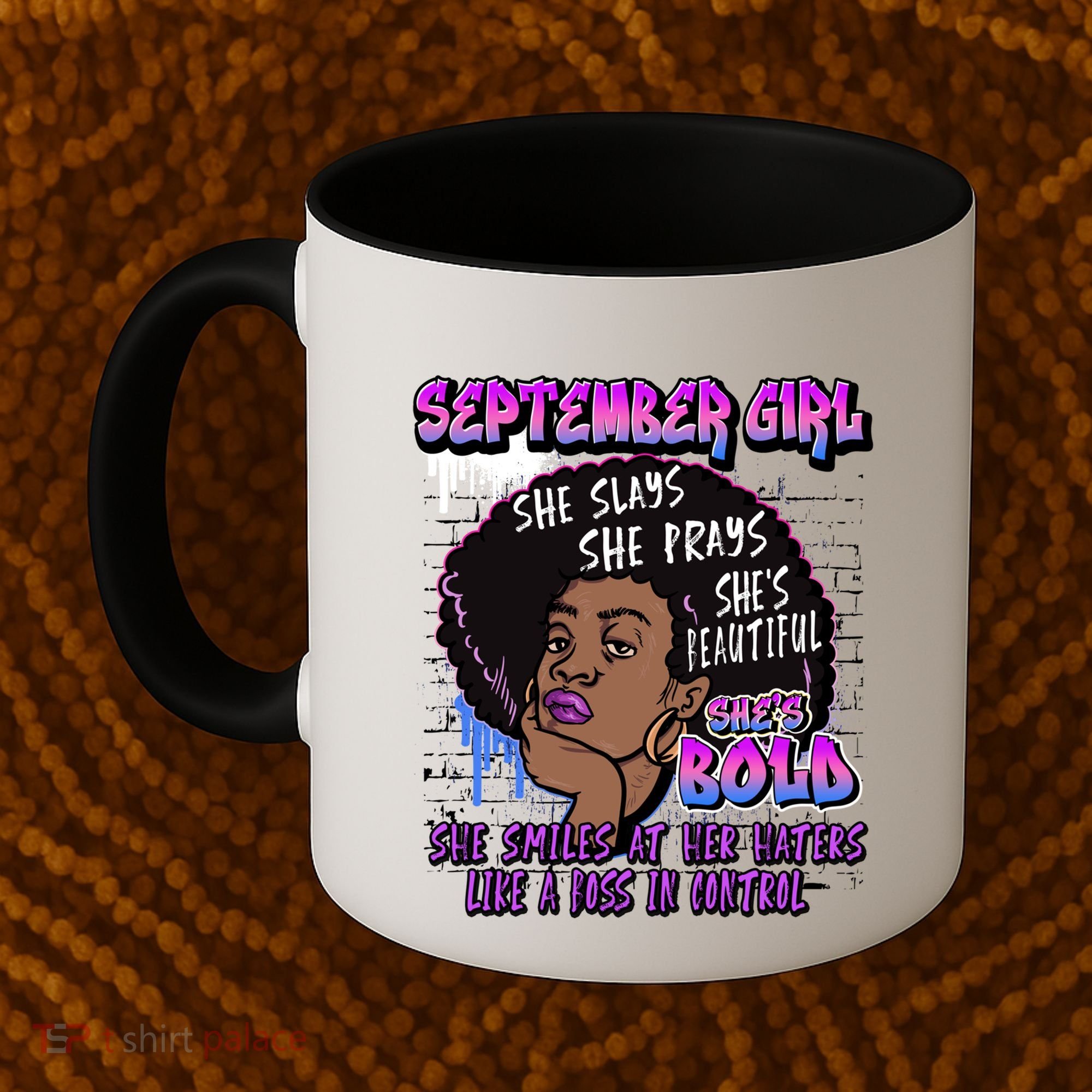 Black Melanin Queen September Afro Birthday Virgo Libra Gift Coffee Mug